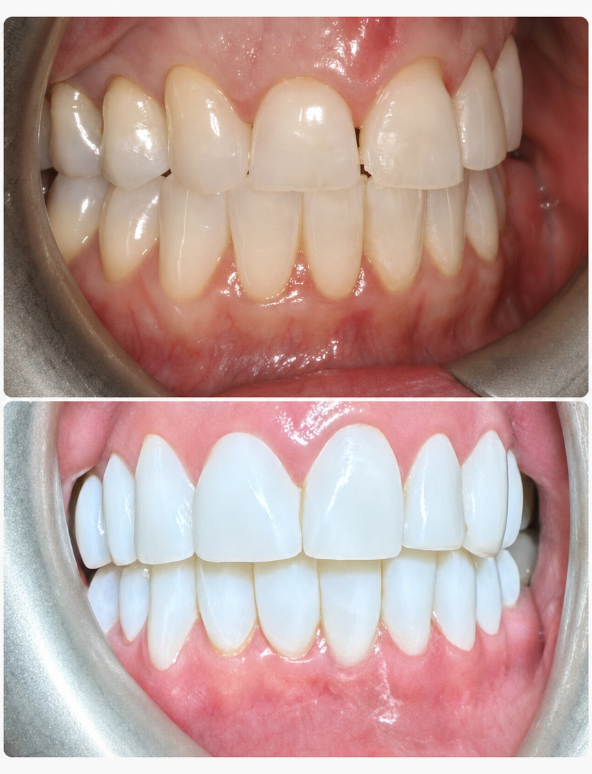 Composite bonding before and after case result at Staveley Dental Care